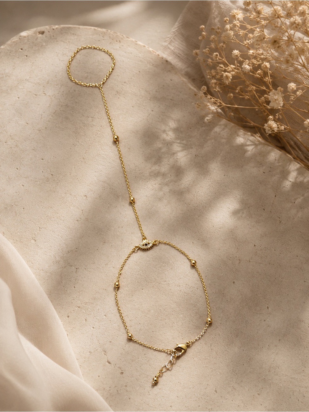 Evil eye Gold Filled Hand Chain Bracelet - Women's Jewelry